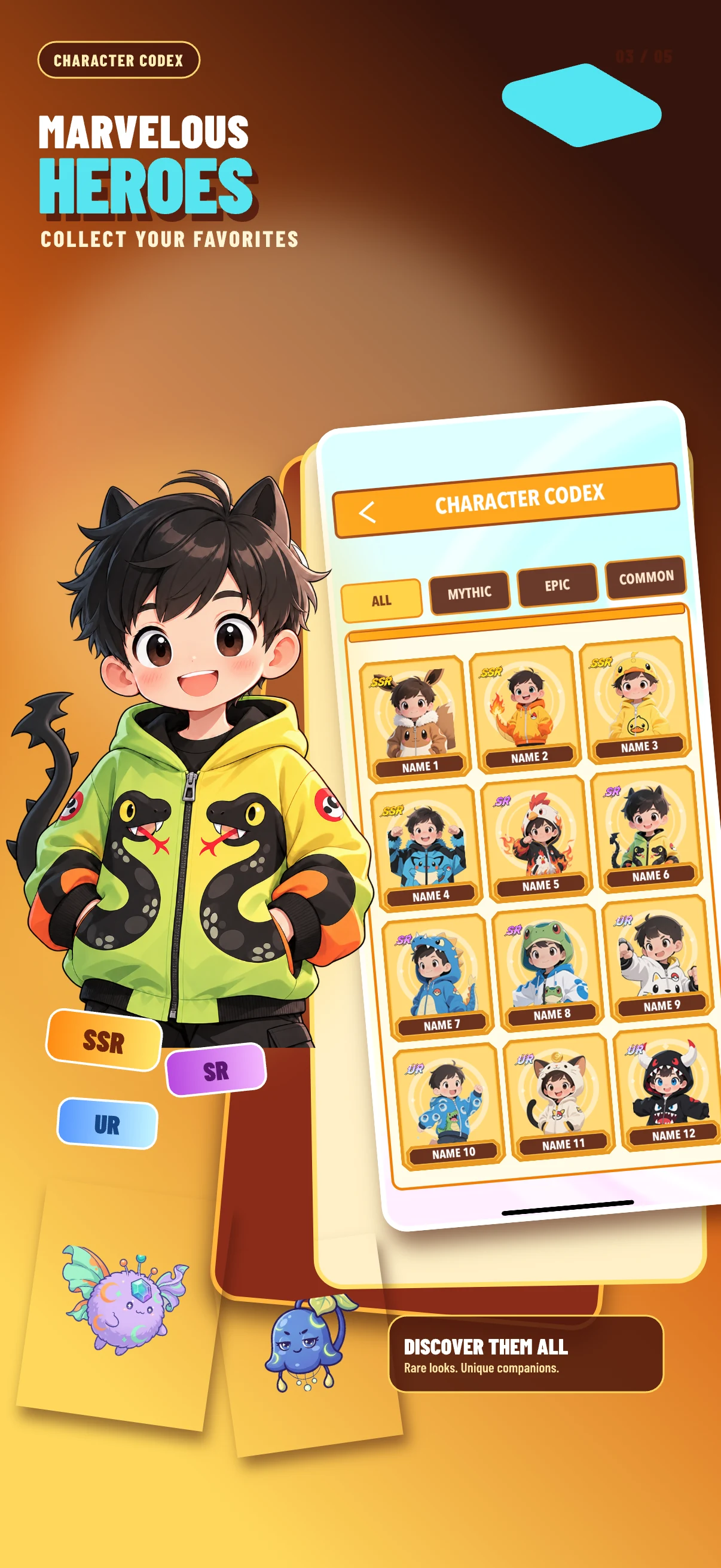 Marvelous heroes: a character collection with playful costumes